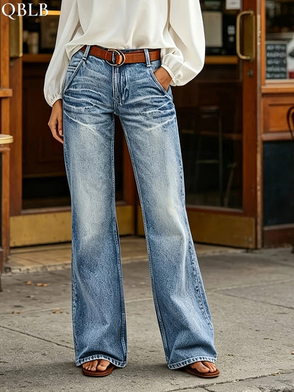 Women's High-Waist Flare Jeans - Light Blue Casual – Blue option – main product image