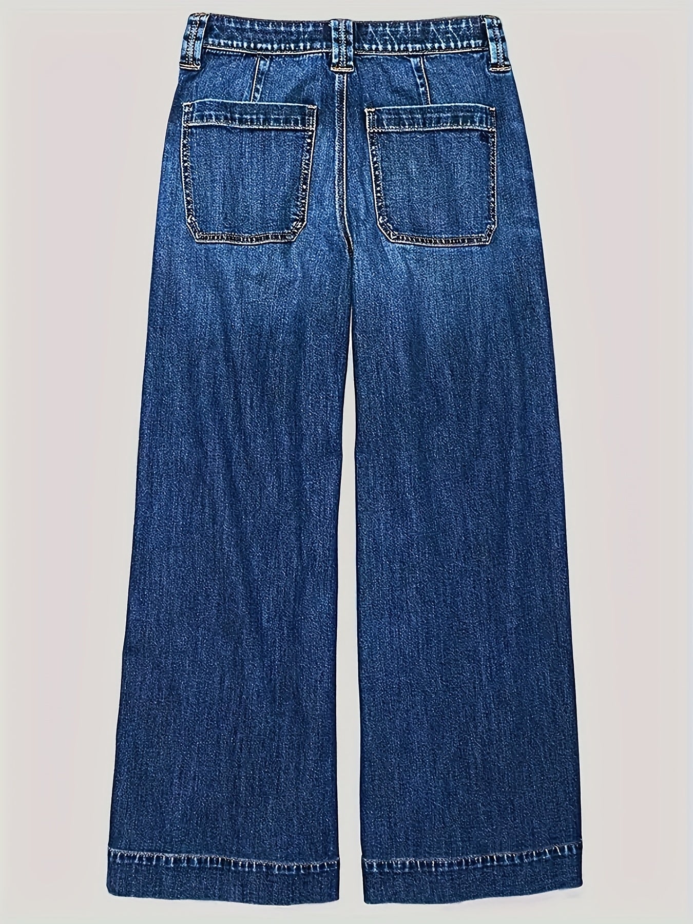 Women's High-Waist Flare Jeans - Peacock Blue Pocket Detail Stretch detail view