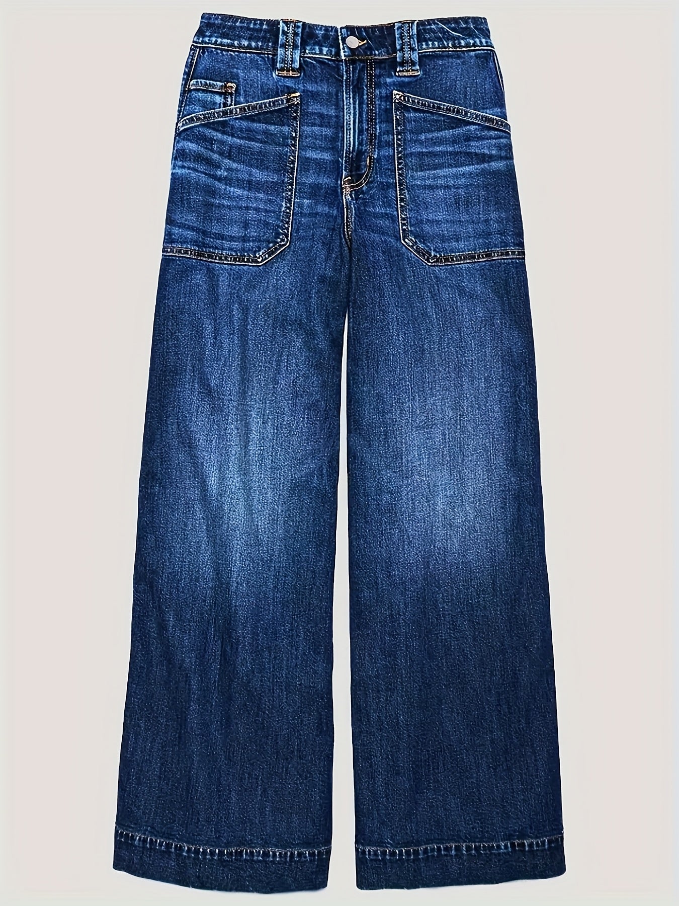 Women's High-Waist Flare Jeans - Peacock Blue Pocket Detail Stretch detail view