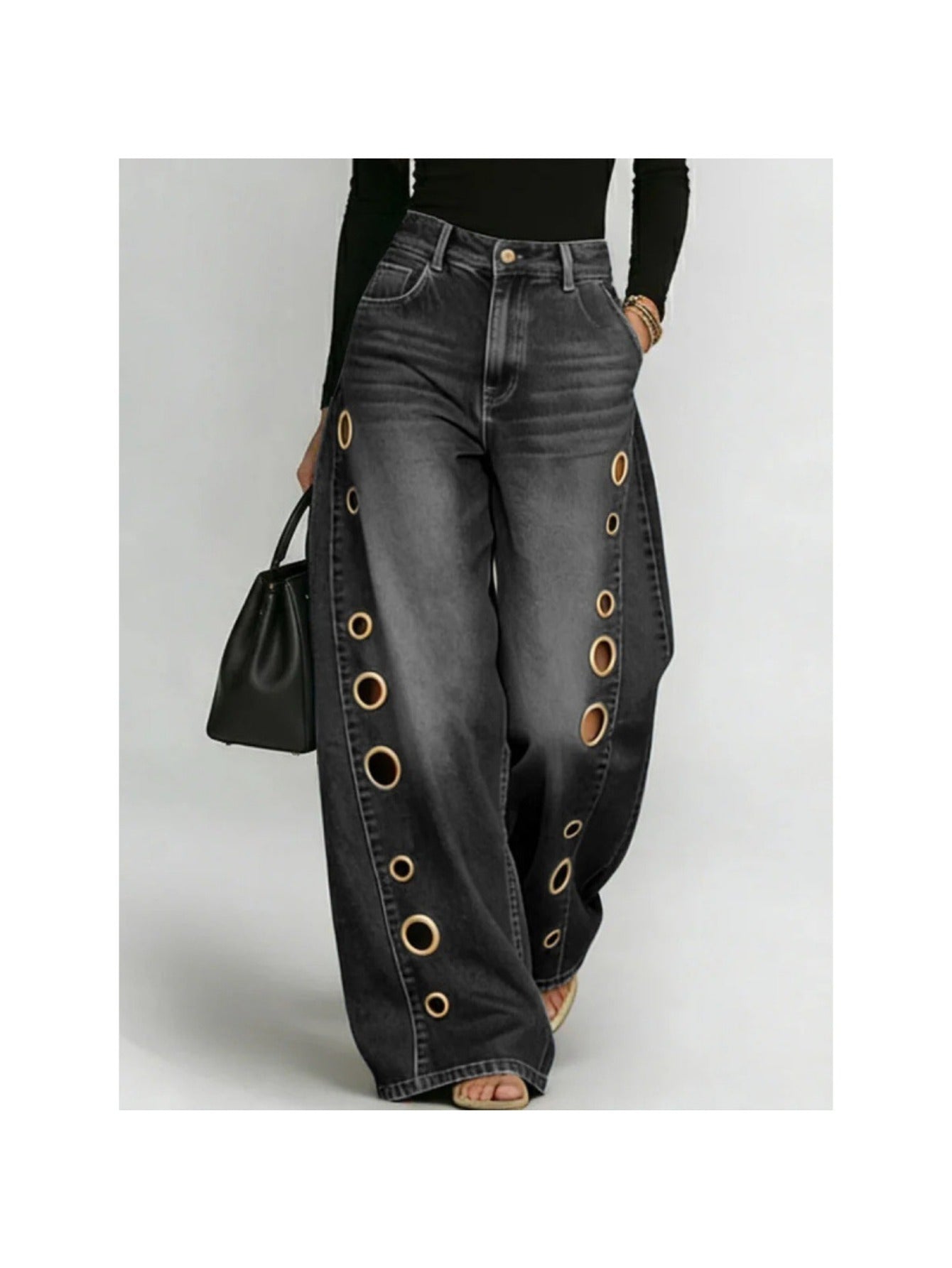 Women's High-Waist Jeans - Black – Black option – view 3
