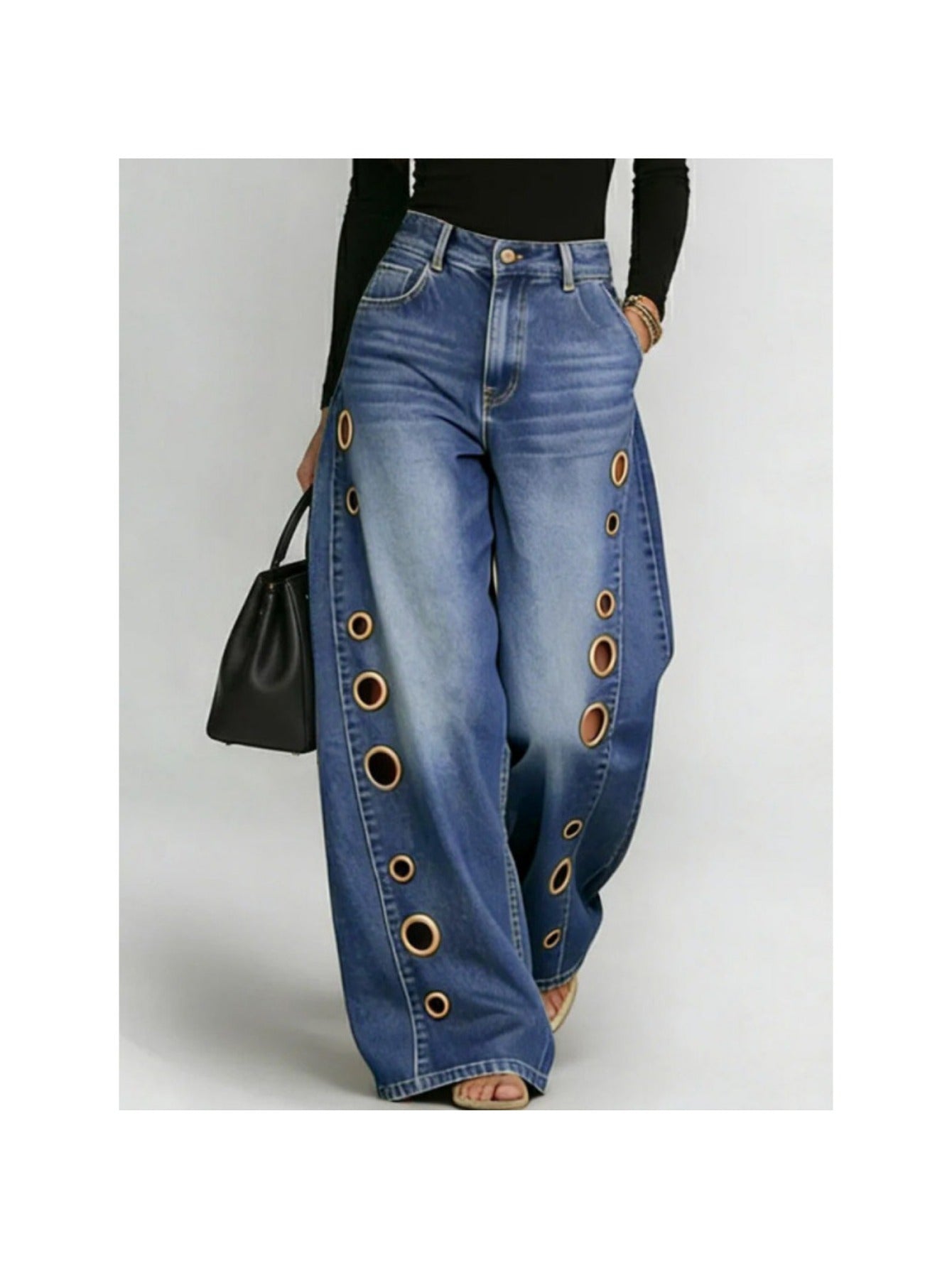 Women's High-Waist Jeans - Black detail view