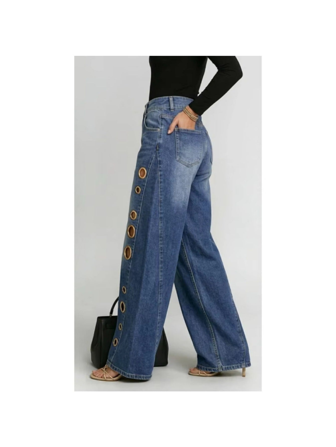 Women's High-Waist Jeans - Black detail view