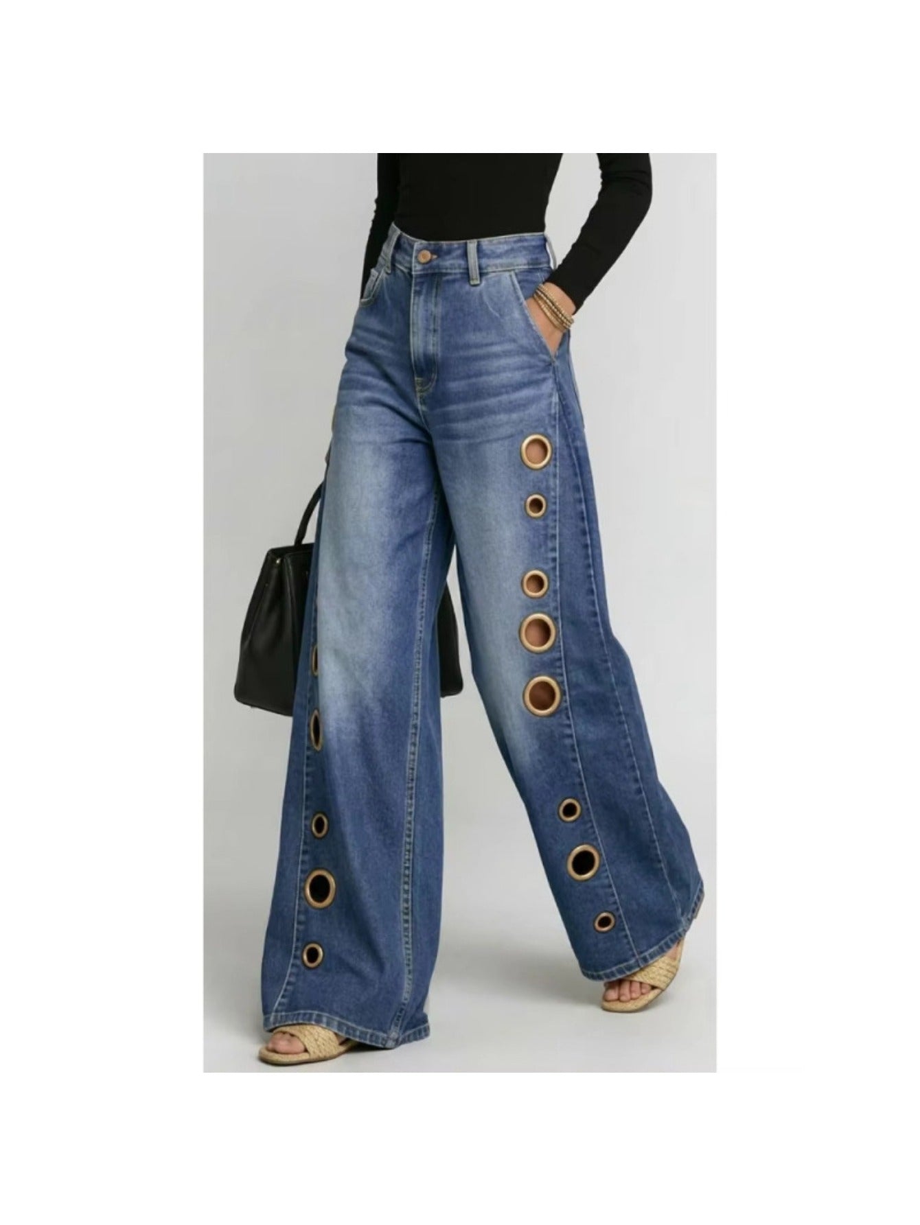 Women's High-Waist Jeans - Black detail view