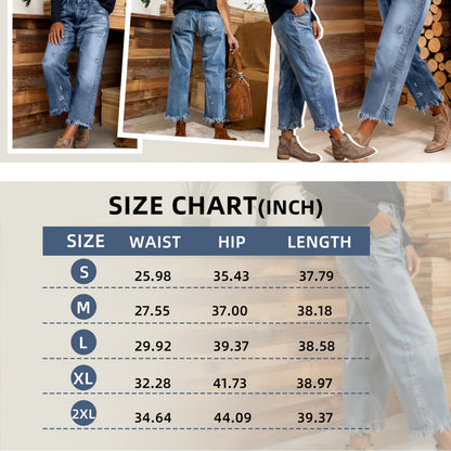 Women's High-Waist Jeans - Blue Button Detail detail view