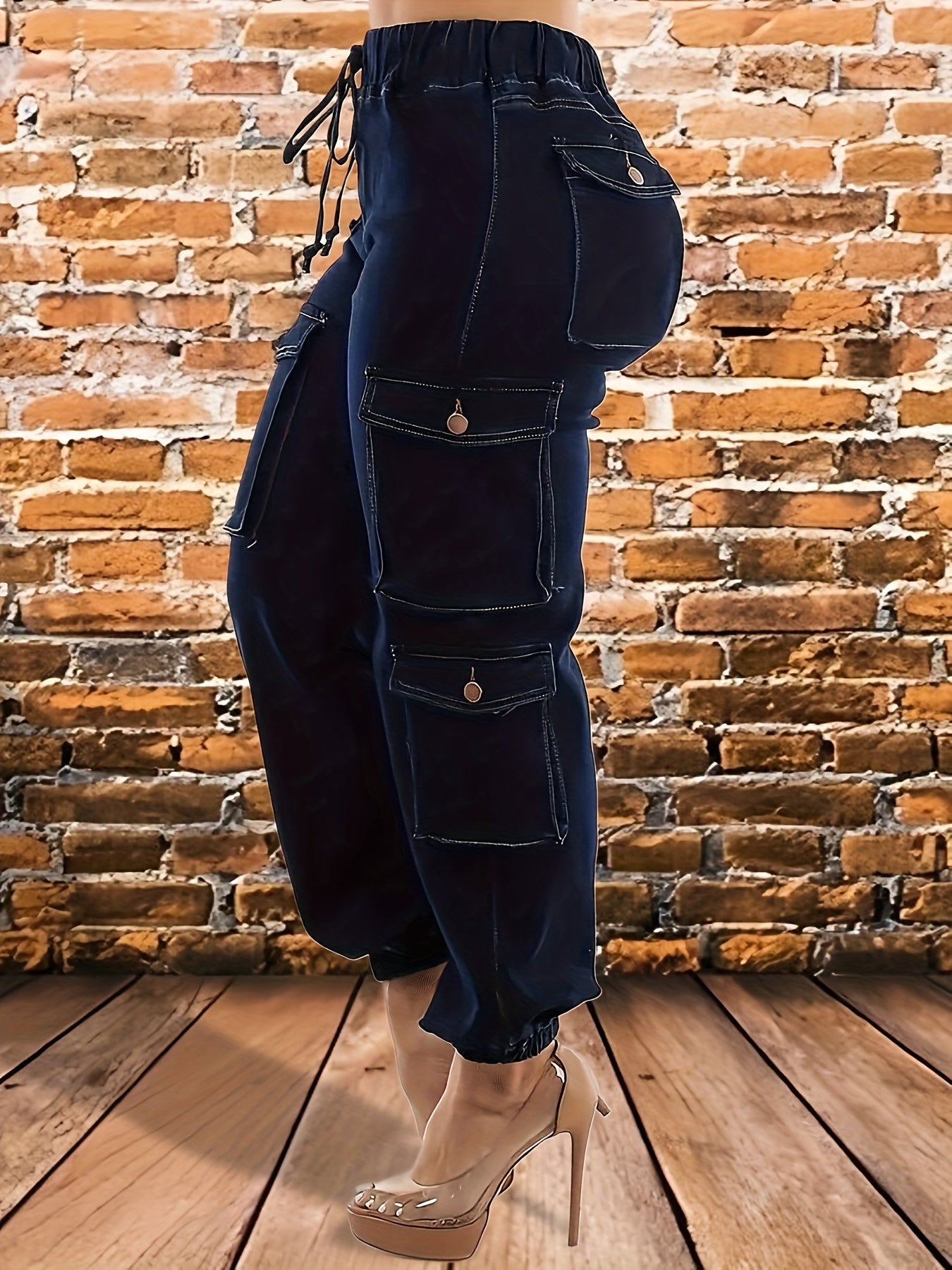 Women's High-Waist Jeans - Dark Blue Pocket Detail – view 2