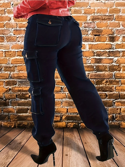 Women's High-Waist Jeans - Dark Blue Pocket Detail – view 7