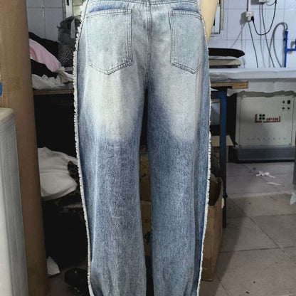 Women's High-Waist Jeans - Light Blue Distressed detail view