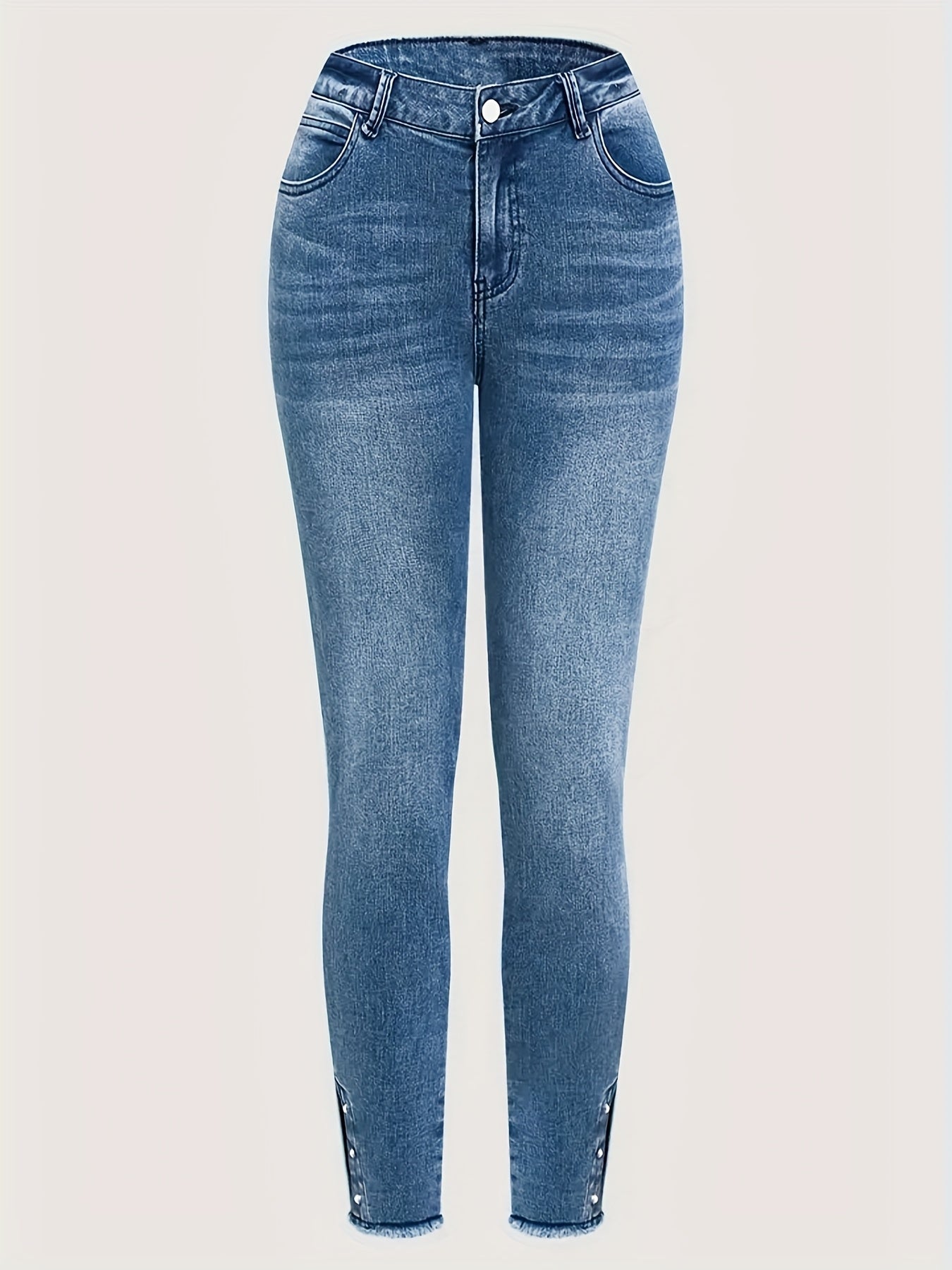 Women's High-Waist Jeans - Medium Blue detail view