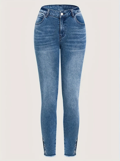 Women's High-Waist Jeans - Medium Blue detail view