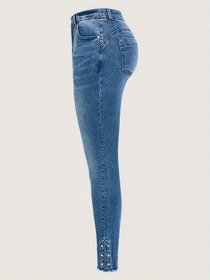 Women's High-Waist Jeans - Medium Blue detail view