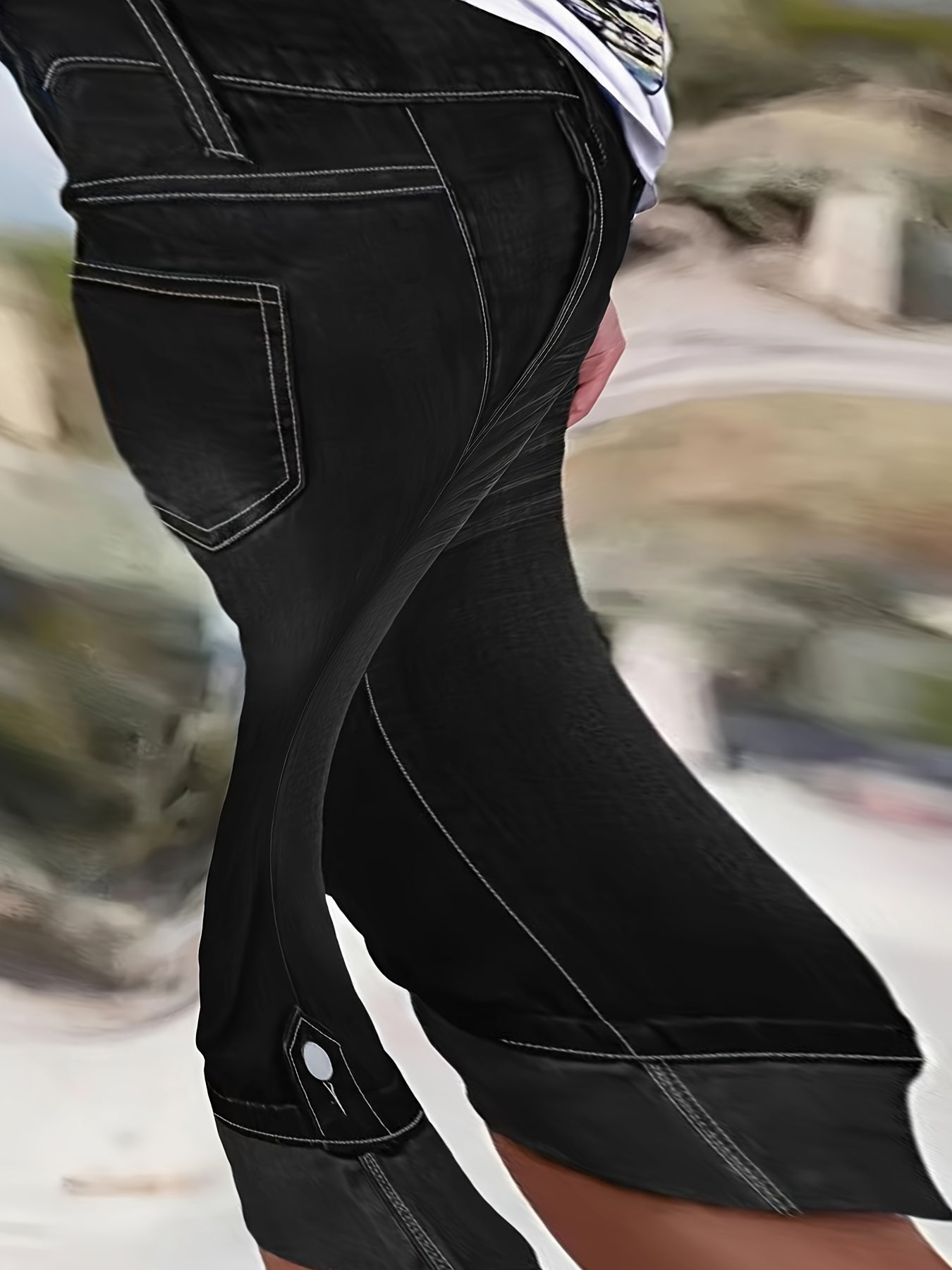 Women's High-Waist Jeans - Navy Color Pocket Detail – main product image