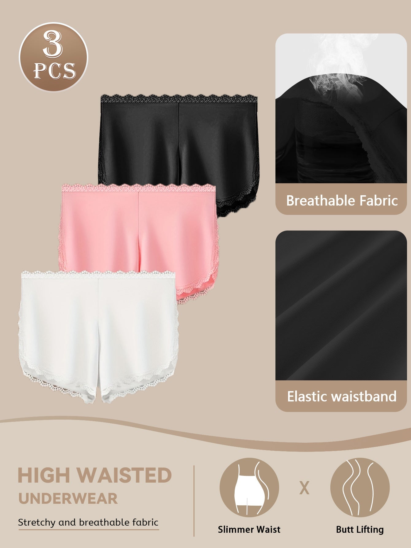 Women's High-Waist Seamless Briefs - Lace Daily Comfort – view 5