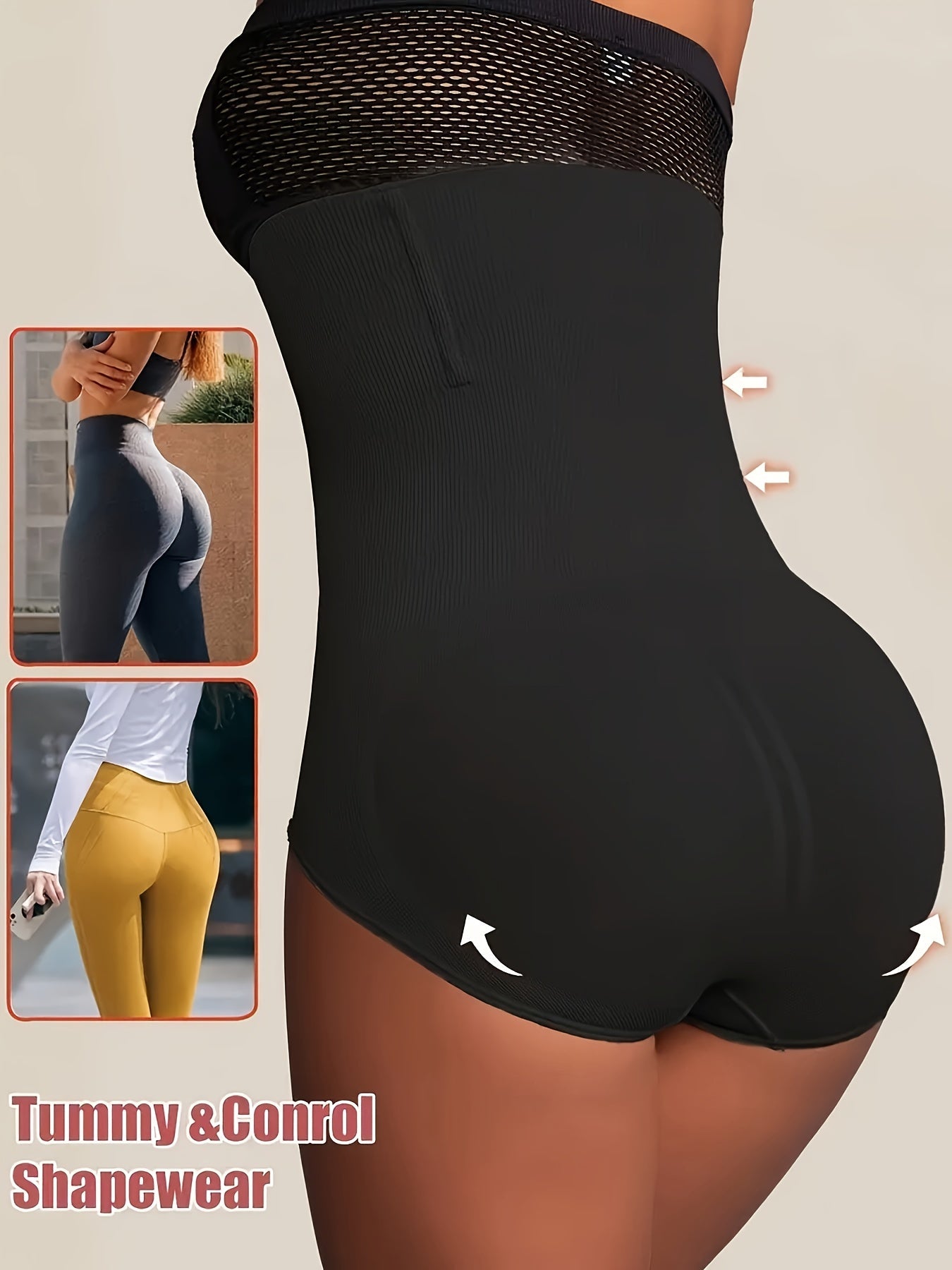 Women's High-Waist Shapewear Briefs - Butt Lift Plus Size Body – Light Beige Colorway 16005 – view 6