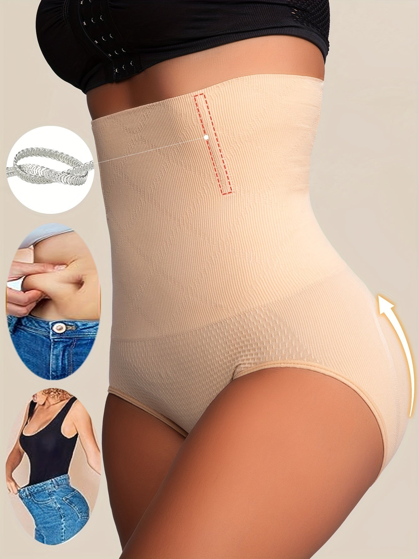 Women's High-Waist Shapewear Briefs - Butt Lift Plus Size Body – Light Beige Colorway 16005 – view 11