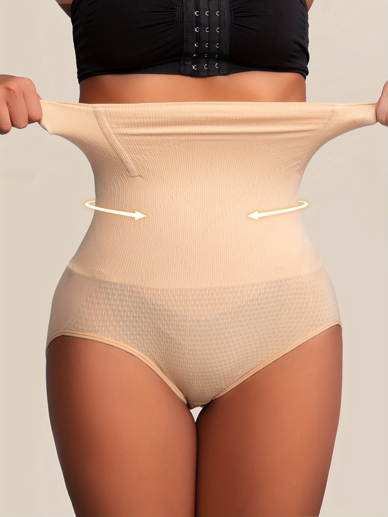 Women's High-Waist Shapewear Briefs - Butt Lift Plus Size Body – Light Beige Colorway 16005 – view 13