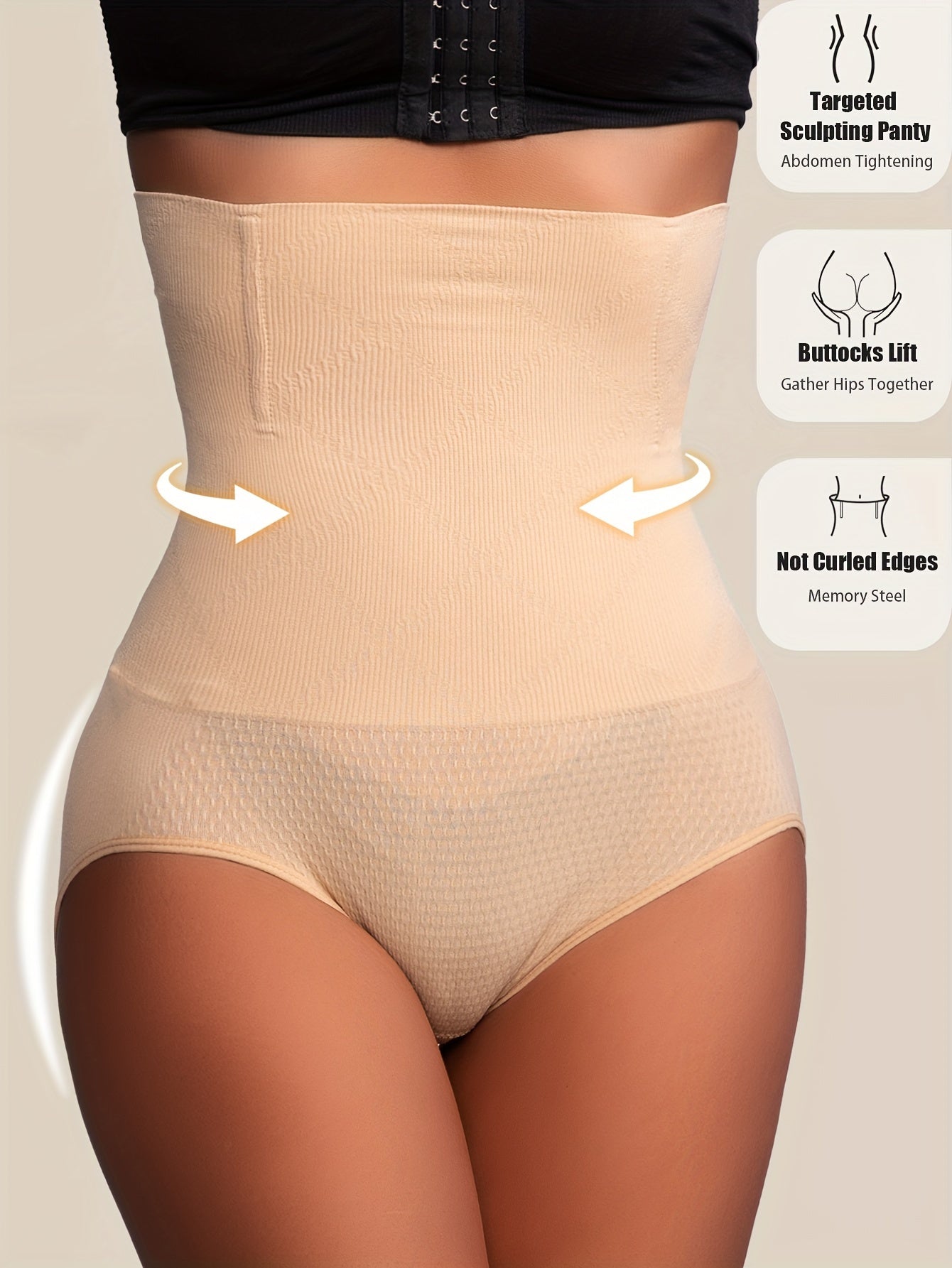 Women's High-Waist Shapewear Briefs - Butt Lift Plus Size Body – Light Beige Colorway 09221 – view 12