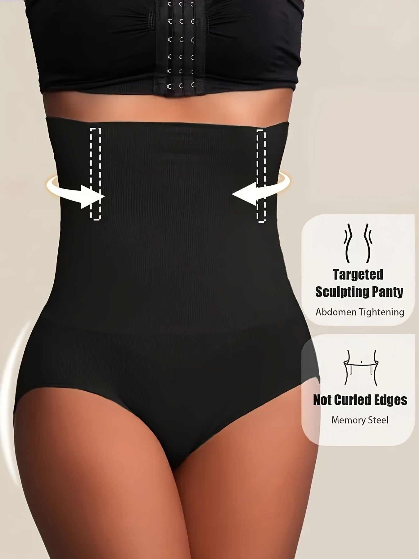 Women's High-Waist Shapewear Briefs - Butt Lift Plus Size Body – Light Beige Colorway 09221 – view 19