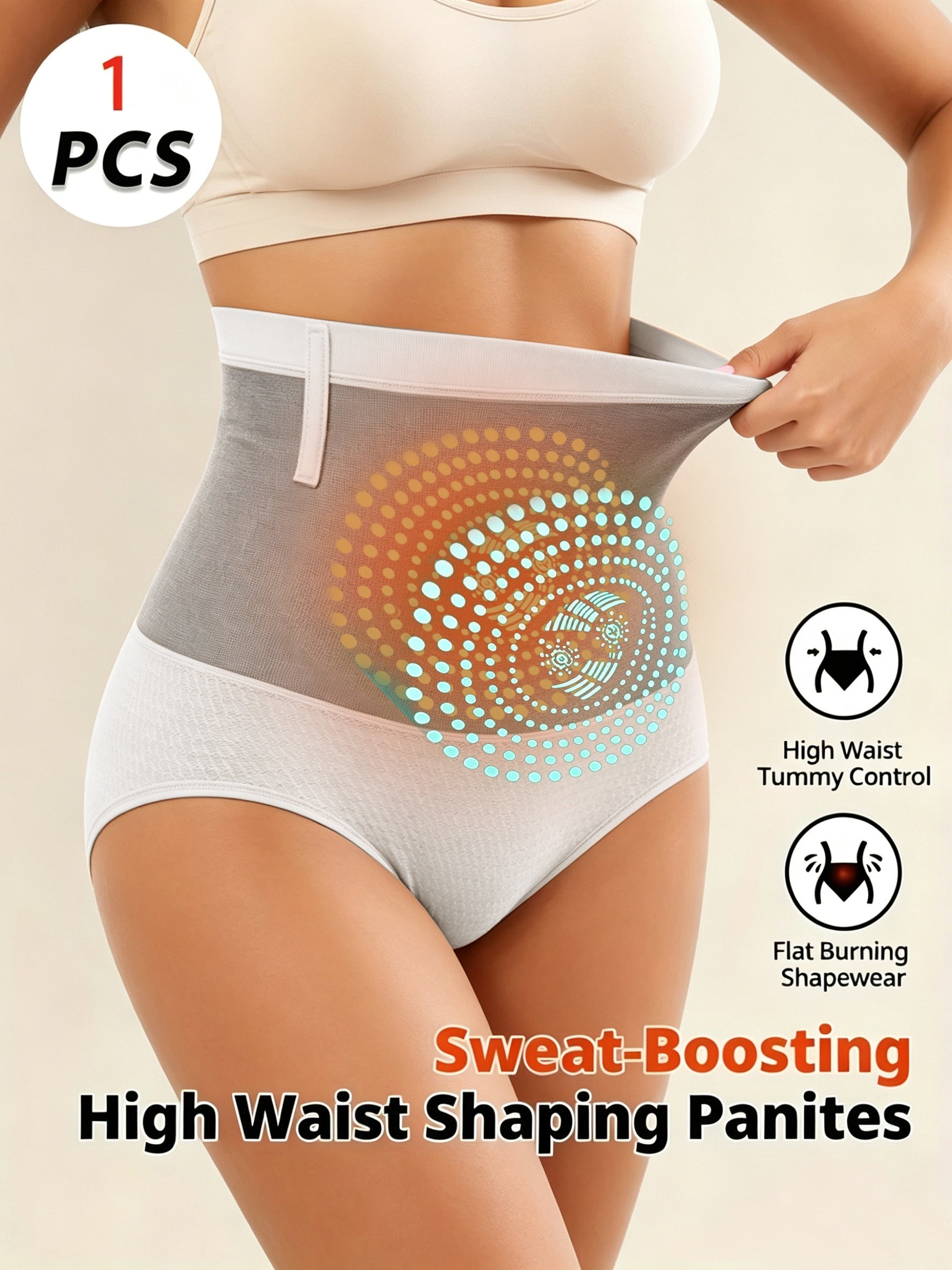 Women’s High-Waist Shapewear Briefs - Tummy Control Support – Light Beige / Black – view 6