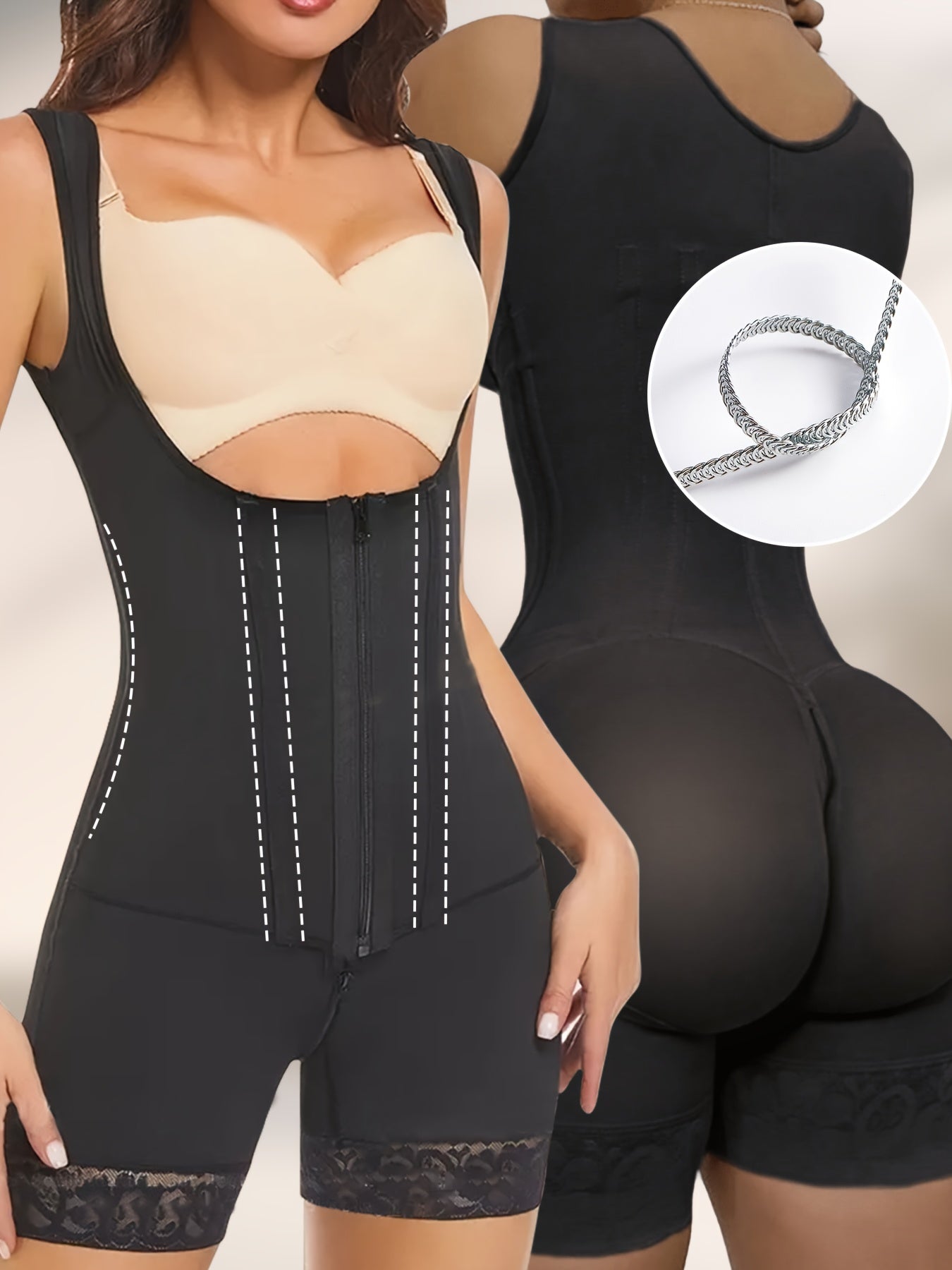 Women's High-Waist Shapewear Pants - Tummy Control Mesh Detail detail view