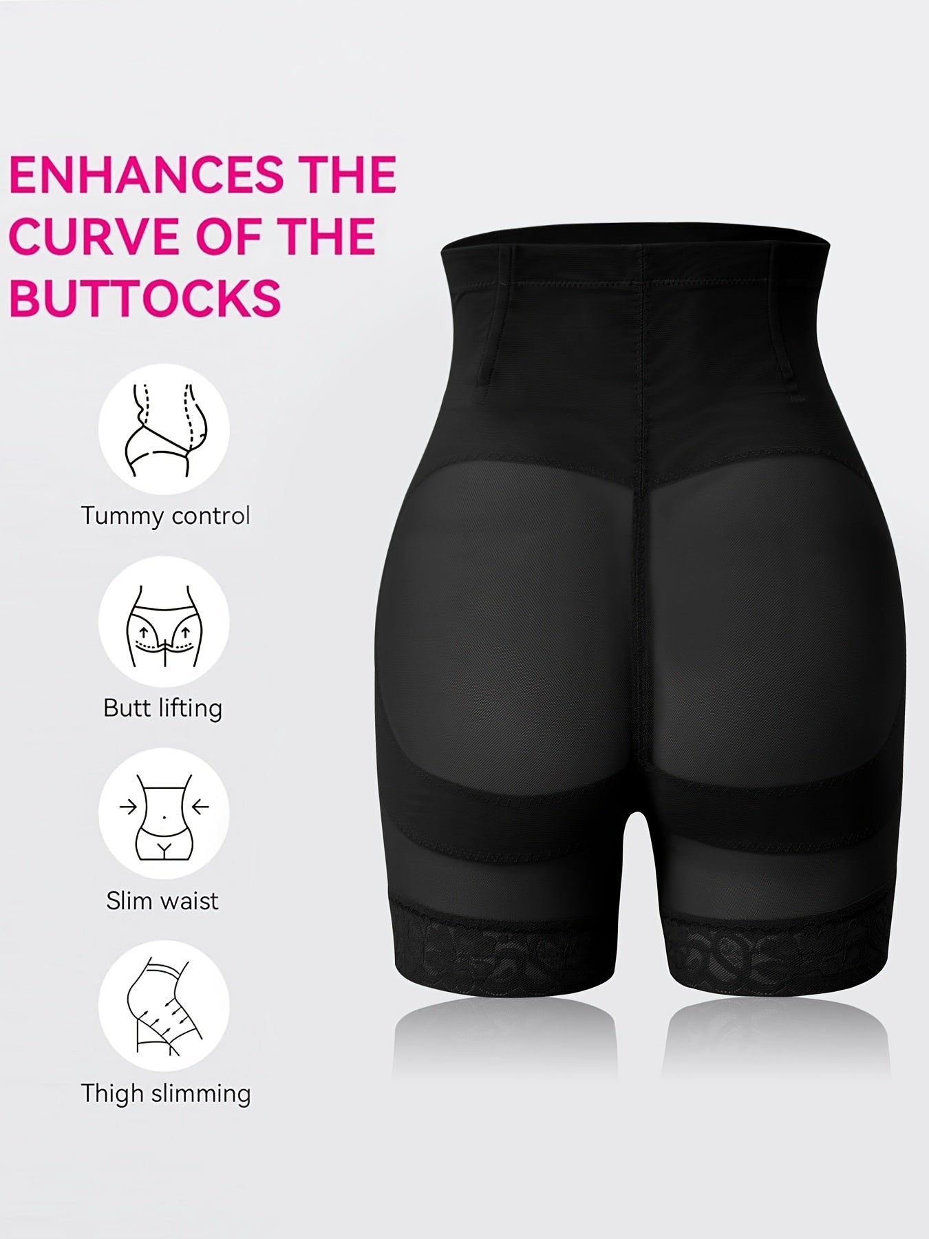 Women’s High-Waist Shapewear Shorts - Tummy Control Support – Apricot / Black detail view
