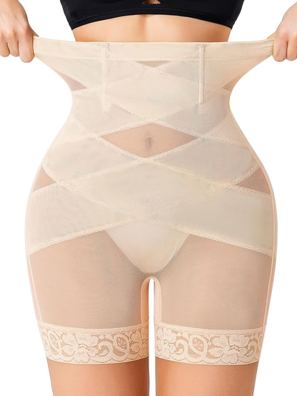 Women’s High-Waist Shapewear Shorts - Tummy Control Support – Apricot / Black – Apricot option – view 2