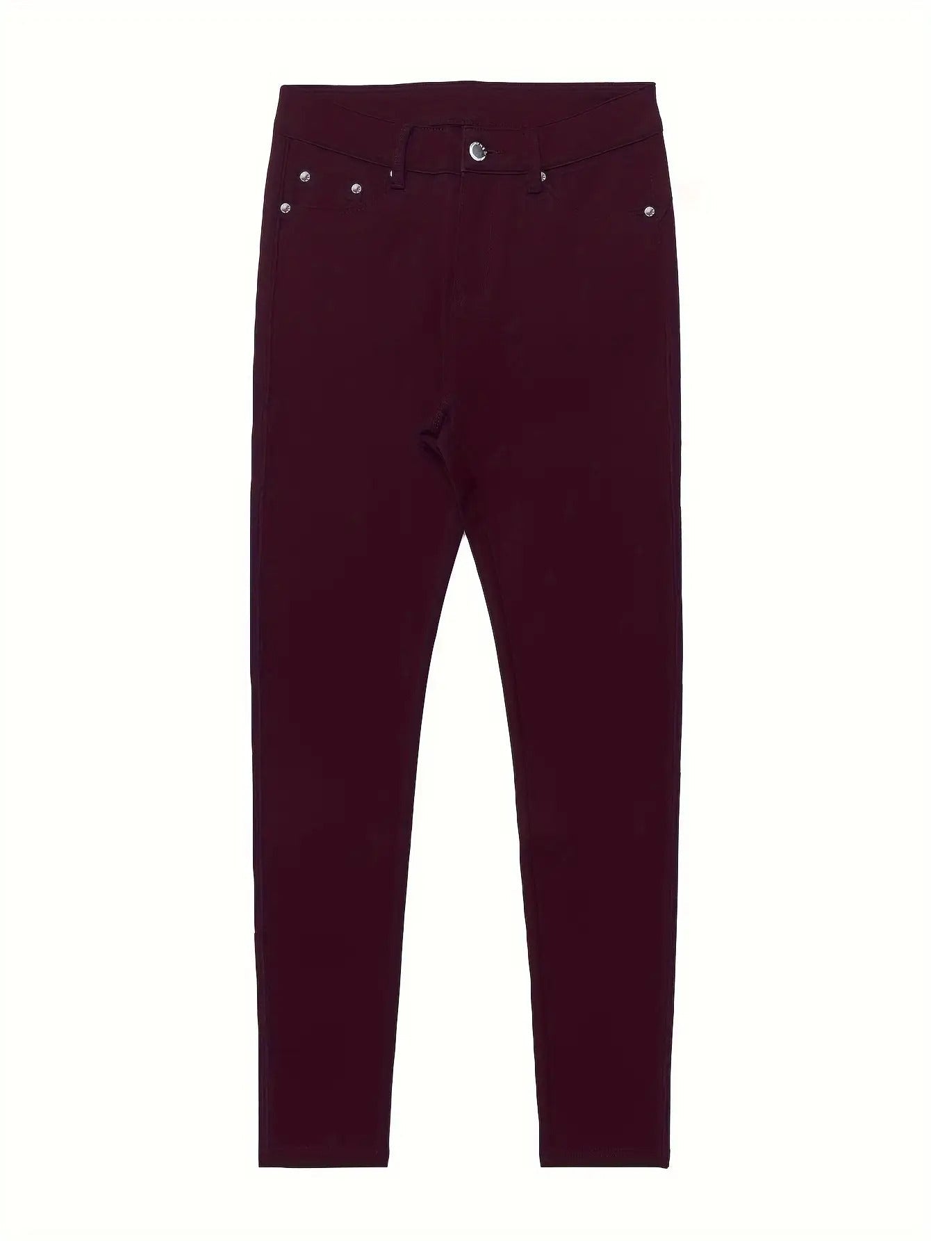 Women's High-Waist Skinny Jeans - Black Button Detail Stretch detail view