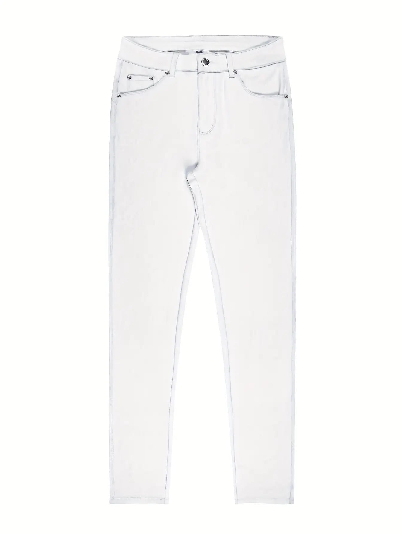 Women's High-Waist Skinny Jeans - Black Button Detail Stretch detail view