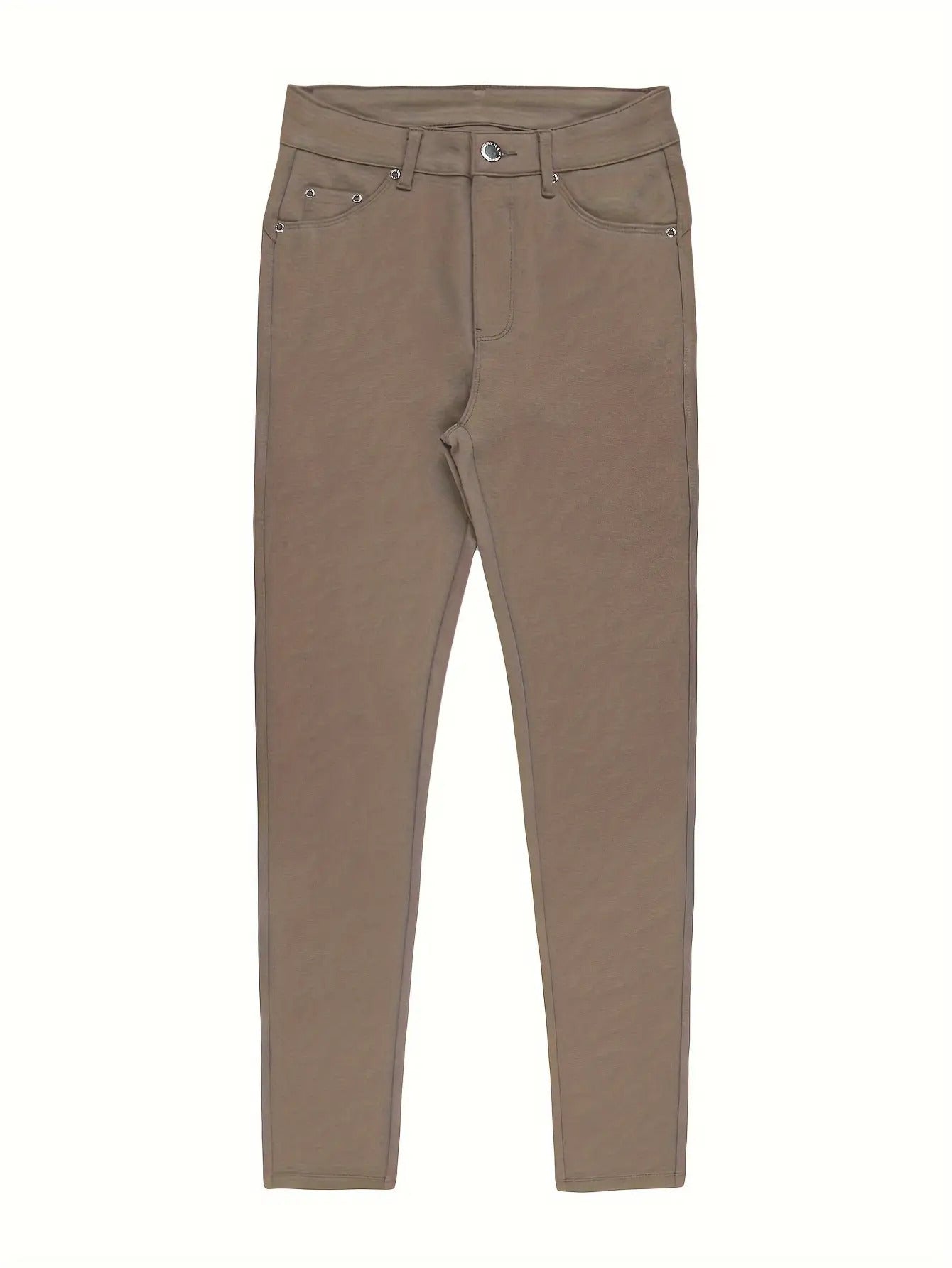 Women's High-Waist Skinny Jeans - Black Button Detail Stretch detail view