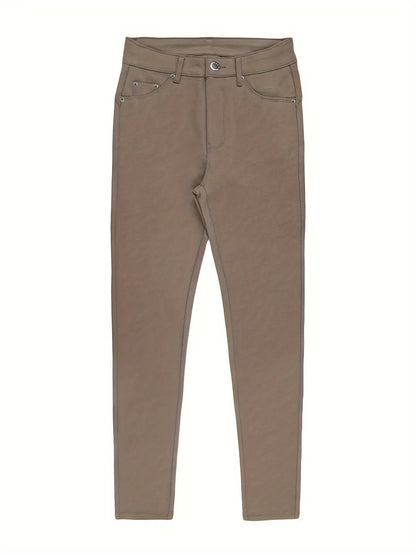 Women's High-Waist Skinny Jeans - Black Button Detail Stretch detail view