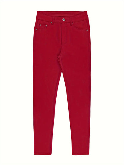 Women's High-Waist Skinny Jeans - Black Button Detail Stretch detail view
