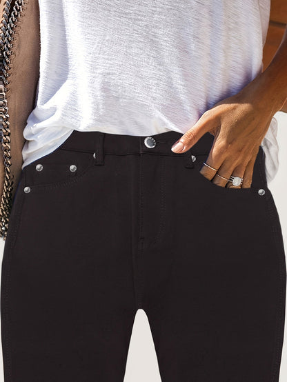 Women's High-Waist Skinny Jeans - Black Pocket Detail Stretch – Black option – view 3