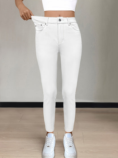 Women's High-Waist Skinny Jeans - Black Pocket Detail Stretch Casual detail view