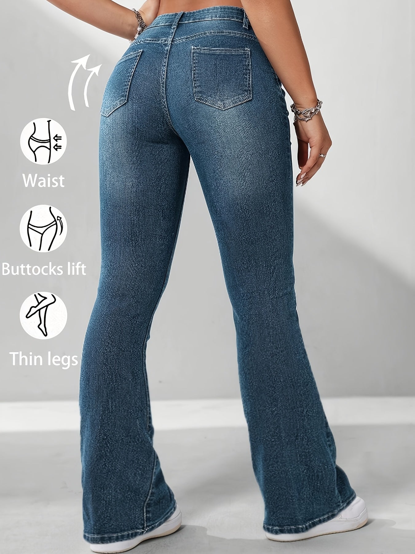 Women's High-Waist Skinny Jeans - Blue detail view
