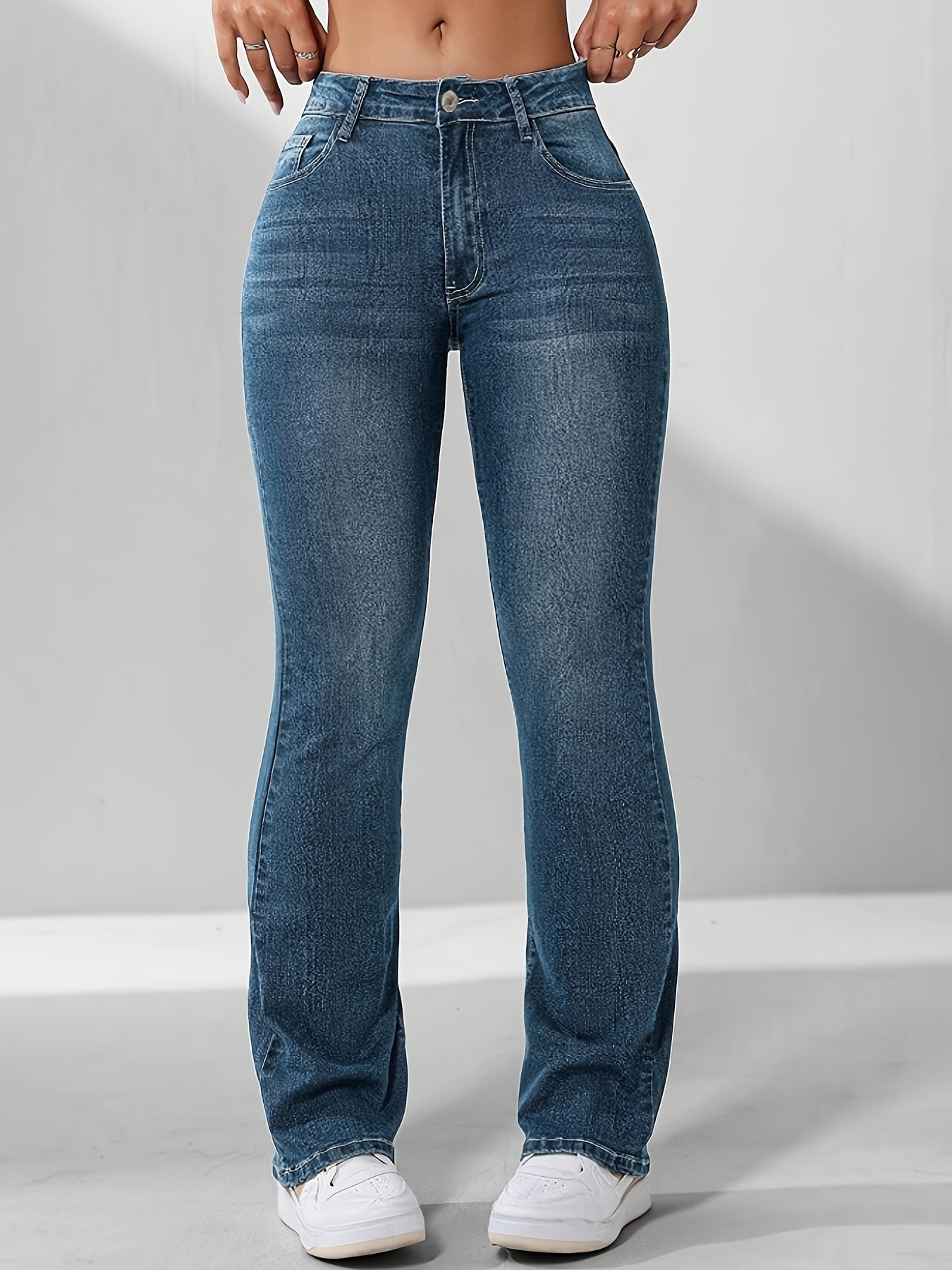 Women's High-Waist Skinny Jeans - Blue detail view