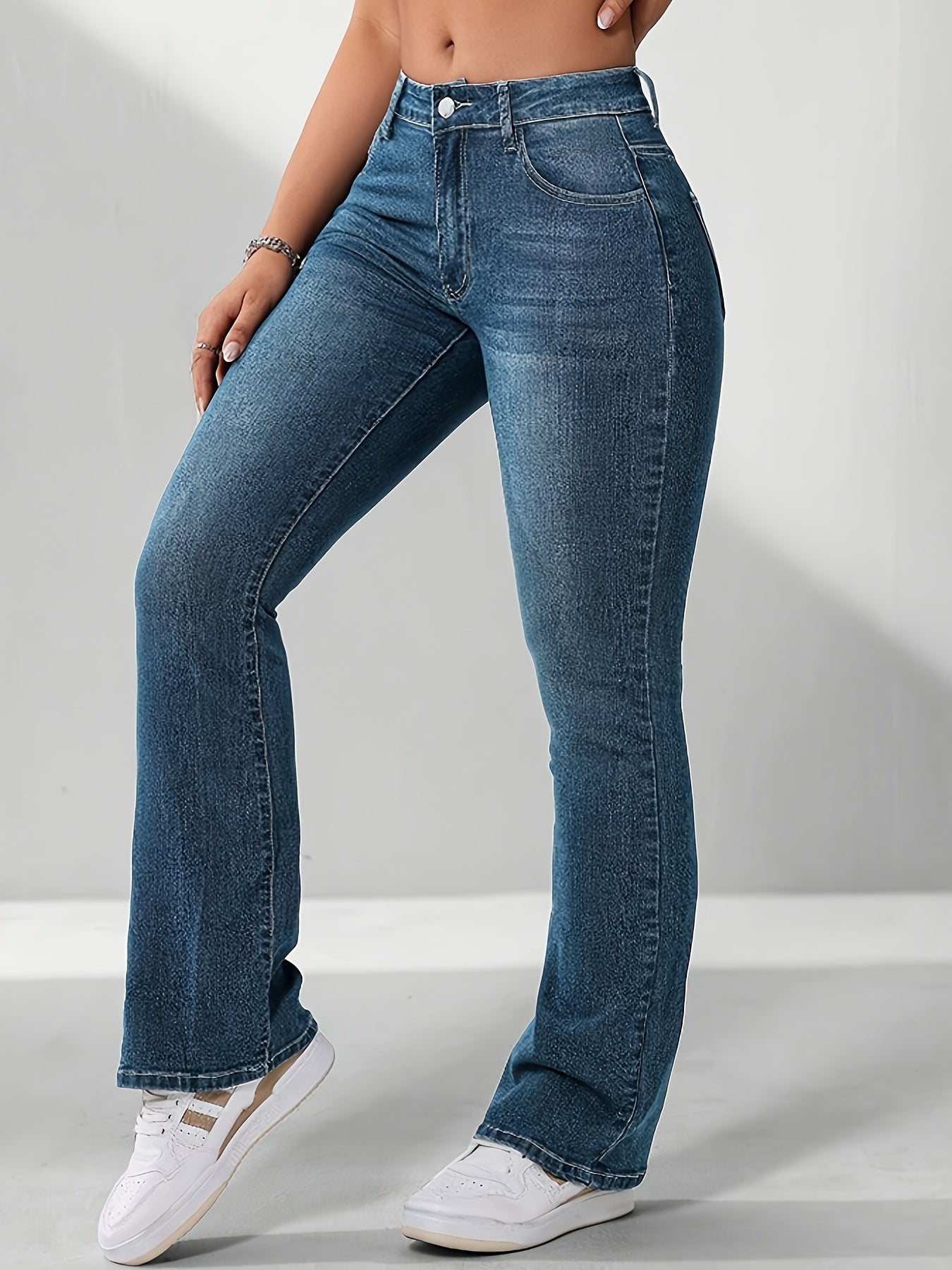 Women's High-Waist Skinny Jeans - Blue detail view