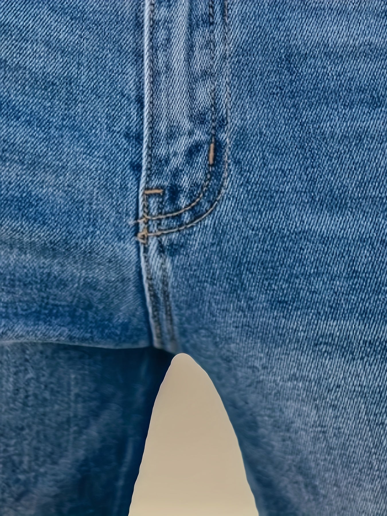 Women's High-Waist Skinny Jeans - Bright Steel Blue Distressed detail view