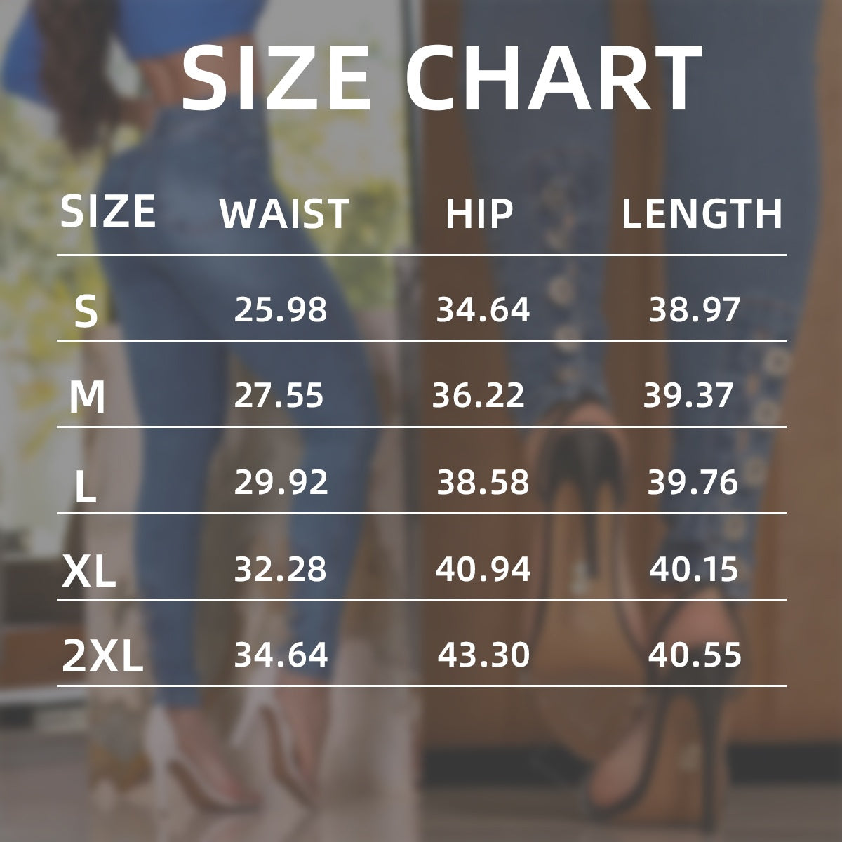 Women's High-Waist Skinny Jeans - Dark Blue Button Detail Stretch detail view