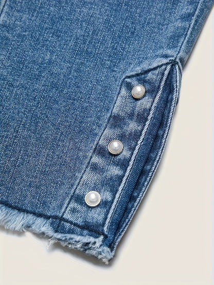Women's High-Waist Skinny Jeans - Khaki Distressed detail view