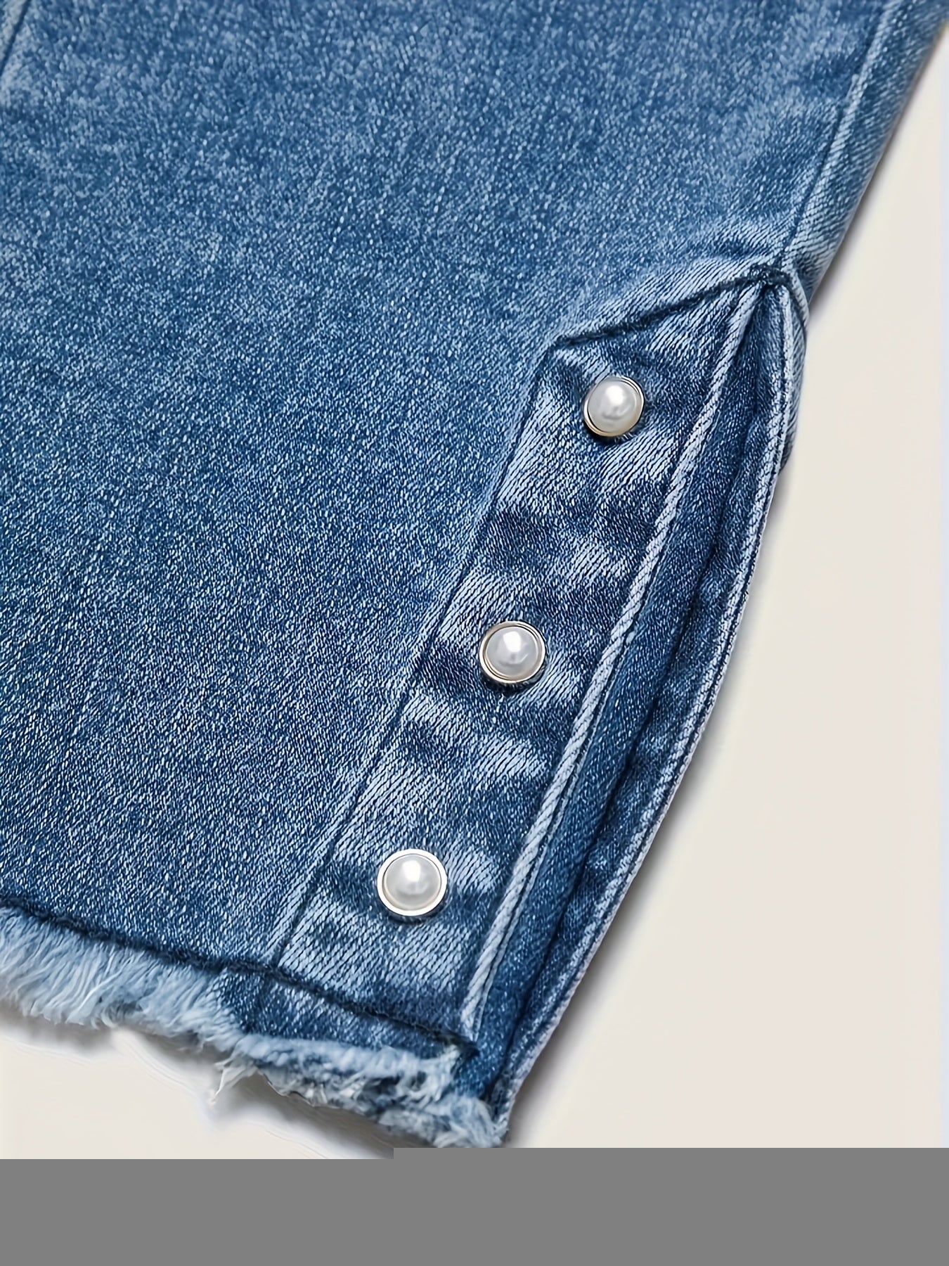 Women's High-Waist Skinny Jeans - Powder Blue Distressed detail view
