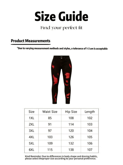Women's High-Waist Skinny Jeans - Red Distressed Stretch – view 3