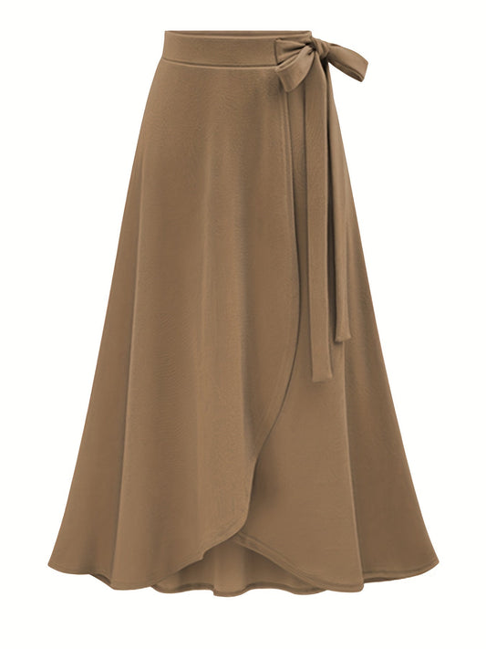 Women's High-Waist Split Midi Skirt - 2-in-1 Lined Design – Green option – main product image