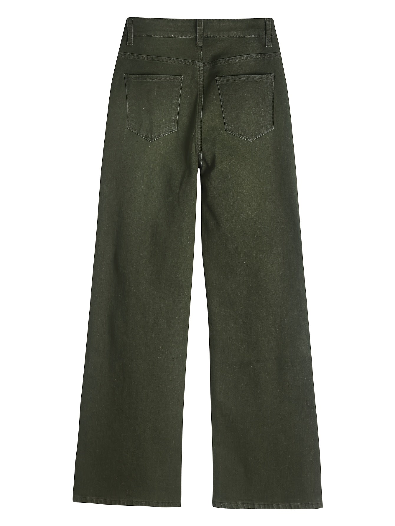 Women's High-Waist Straight Leg Jeans - Blue Distressed detail view