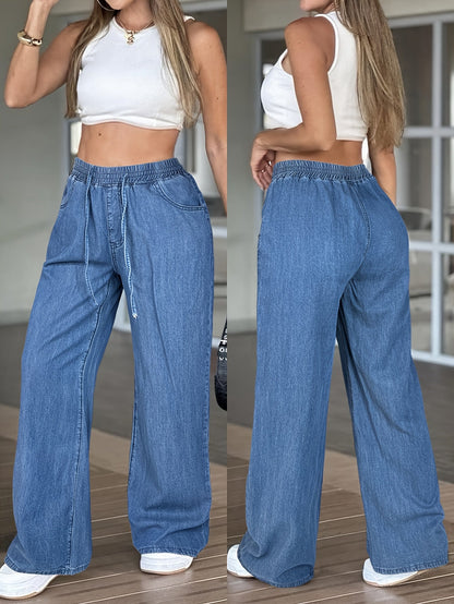 Women's High-Waist Straight Leg Jeans - Light Blue detail view