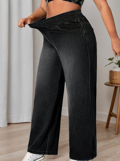 Women's High-Waist Wide Leg Jeans - Black Weekend – Black option – main product image
