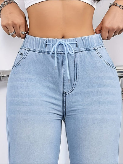 Women's High-Waist Wide Leg Jeans - Blue detail view