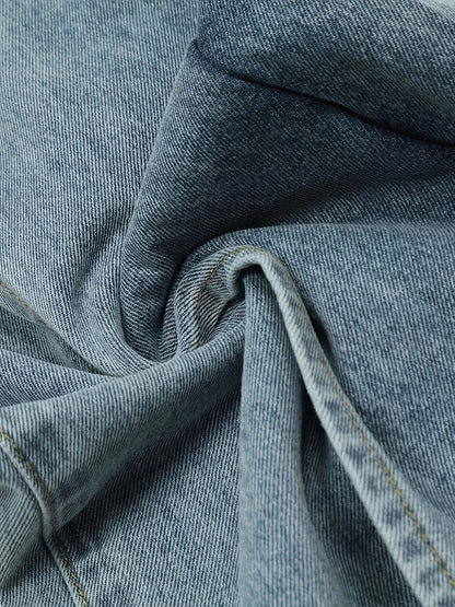 Women's High-Waist Wide Leg Jeans - Blue Vintage Wash Stretch detail view