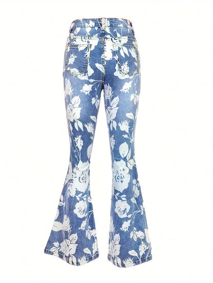 Women's High-Waist Wide Leg Jeans - Light Blue detail view