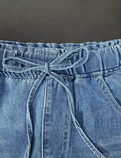 Women's High-Waist Wide Leg Jeans - Light Blue All-Season detail view