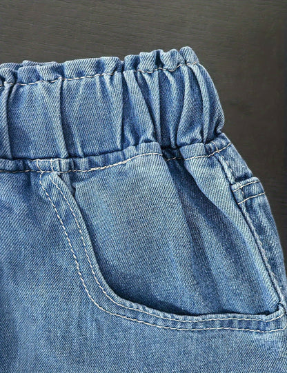 Women's High-Waist Wide Leg Jeans - Light Blue All-Season detail view