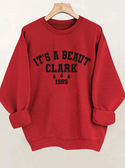 Women's Holiday Crewneck Sweatshirt - Regular Fit Crew Neck – Green detail view